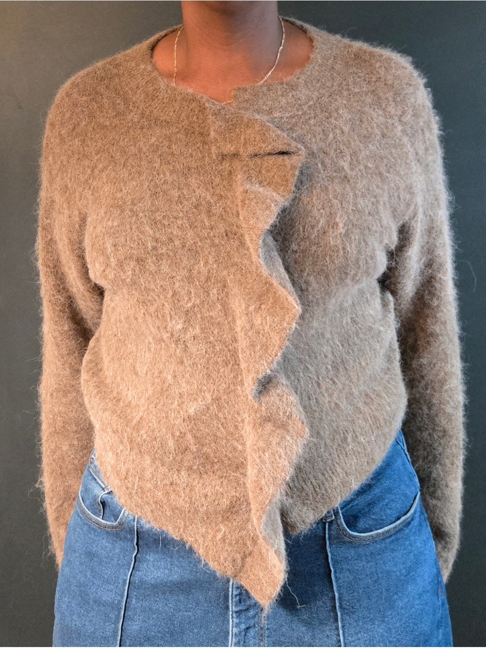 h&m studio | alpaca-blend cardigan | natural fiber | wool | brown | size: us xxl